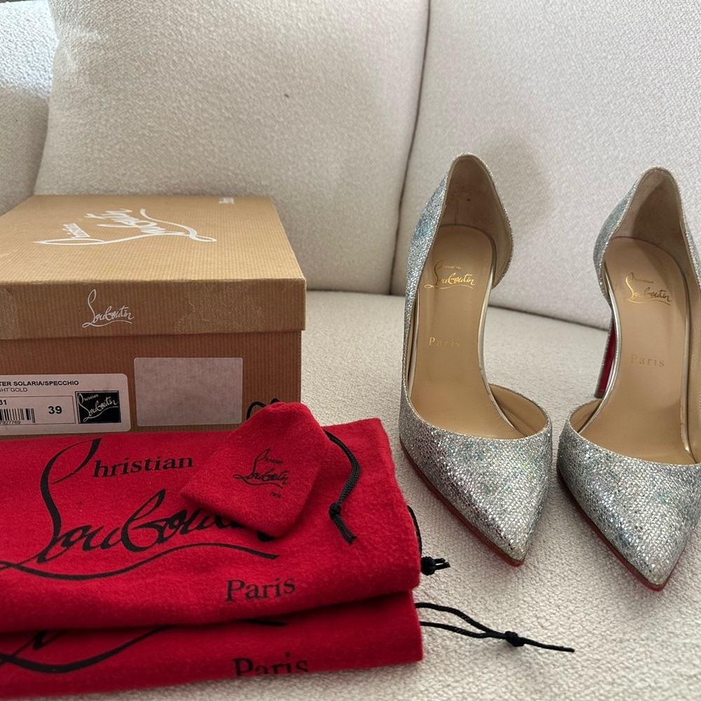 Christian Louboutin Glittering Silver Iriza Heels 100mm